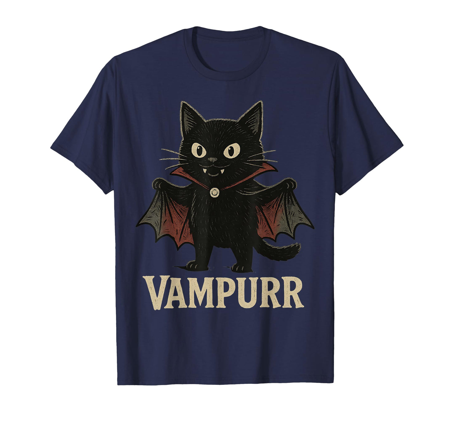 Vampurr Vampire Halloween Cute Cat Pun Funny Graphic T-Shirt