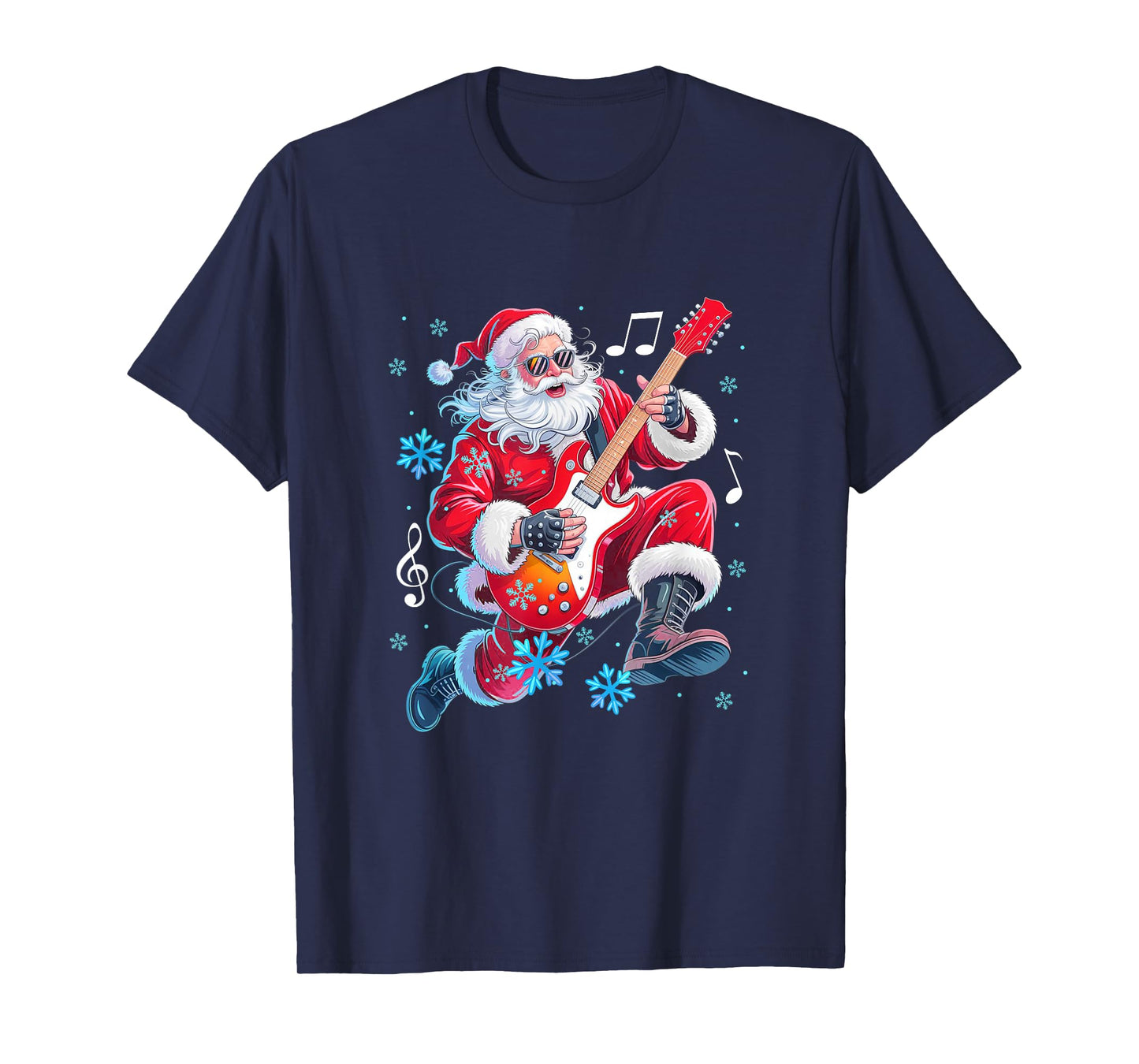 Christmas Santa Playing Guitar Rock Lover Guitarist Player T-Shirt
