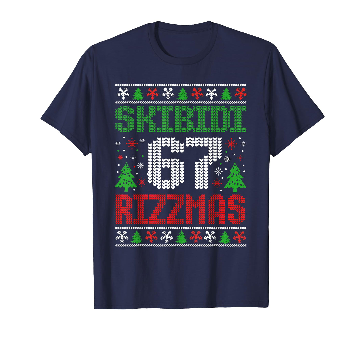 Skibidi Six Seven Rizzmas Funny Meme 67 Ugly Christmas T-Shirt