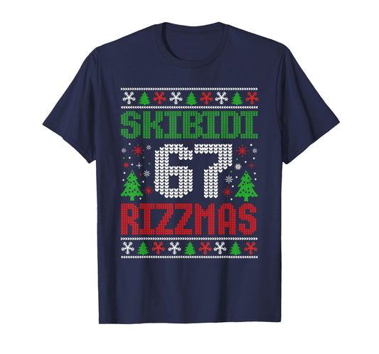 Skibidi Six Seven Rizzmas Funny Meme 67 Ugly Christmas T-Shirt