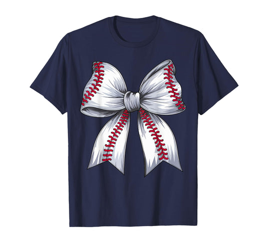 Cute Baseball Coquette Bow for Women Girls Baseball Mom Mama T-Shirt