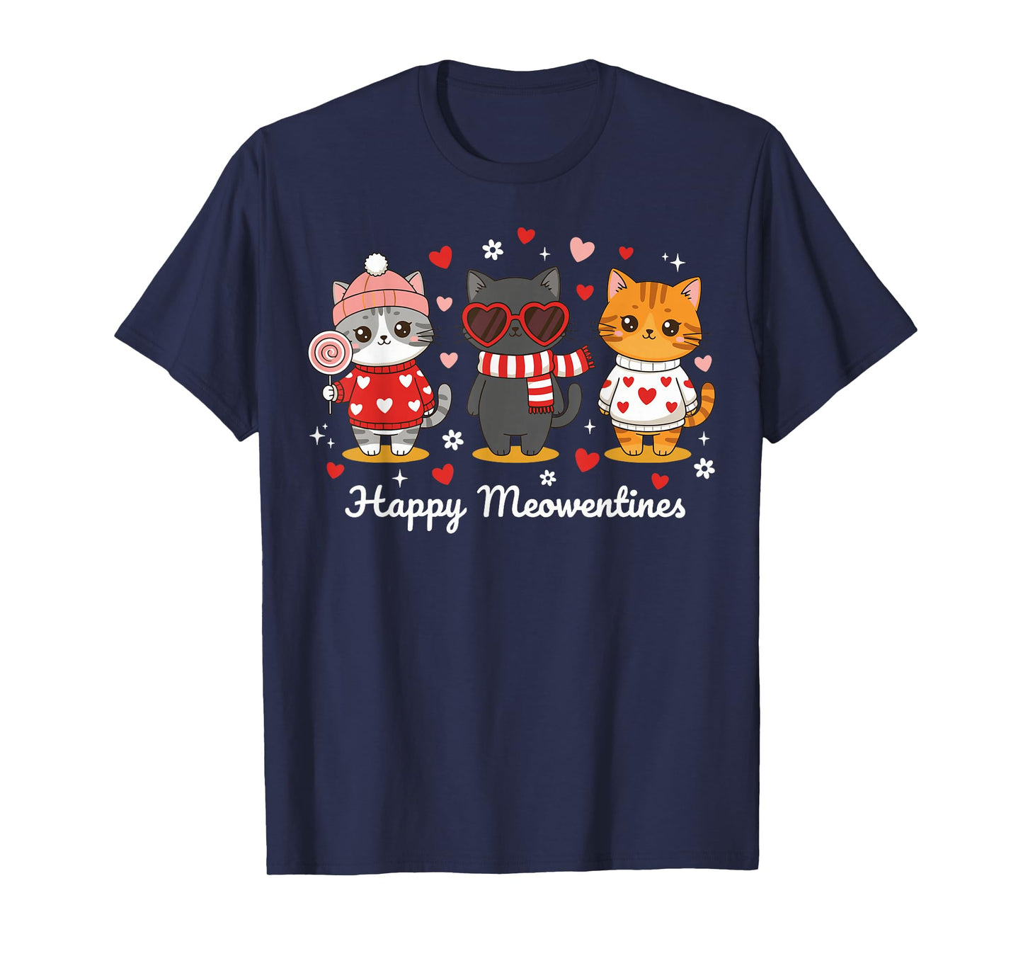 Happy Meowentines Cute Valentine Cat Lovers Girls Women Kid T-Shirt