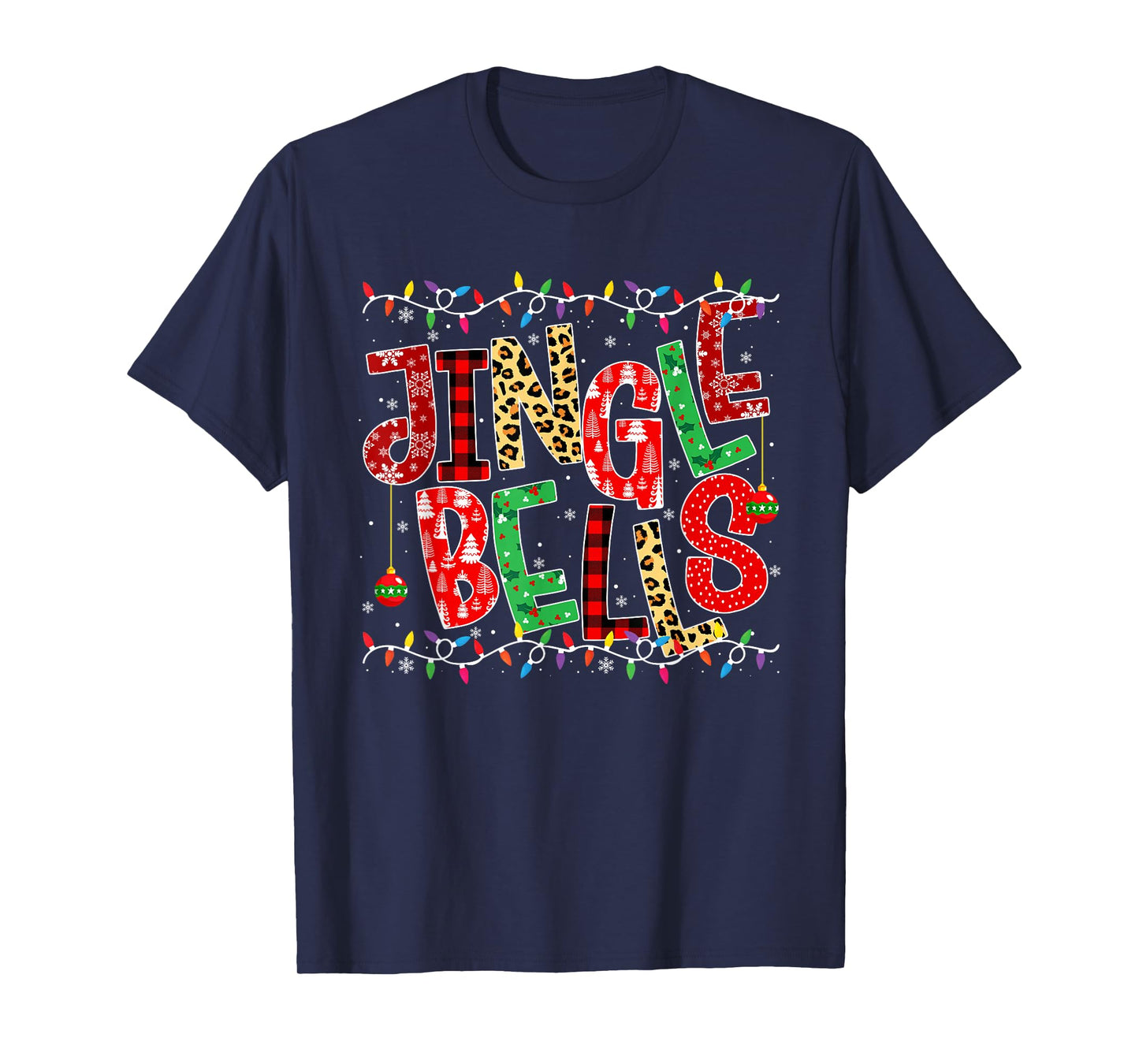 Red Plaid Jingle Bells Christmas Matching Family Pajama Tee T-Shirt