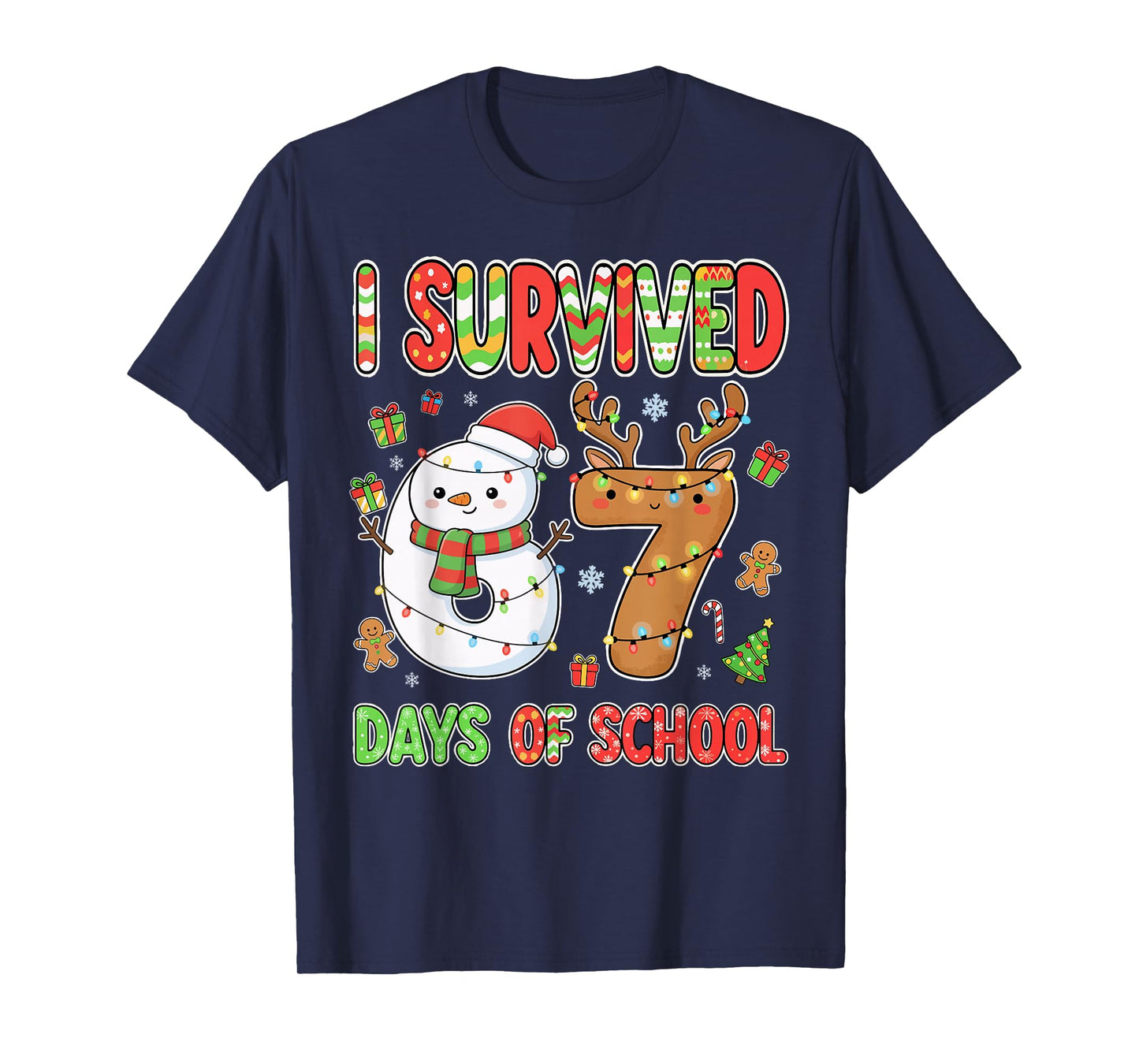 I Survived 67 Days of School Christmas Meme Funny Six Seven T-Shirt