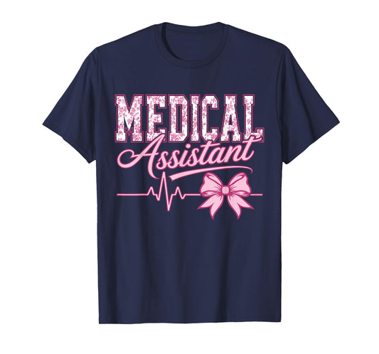 Cute Floral Pink Nurse Coquette Bow Medical Assistant T-Shirt