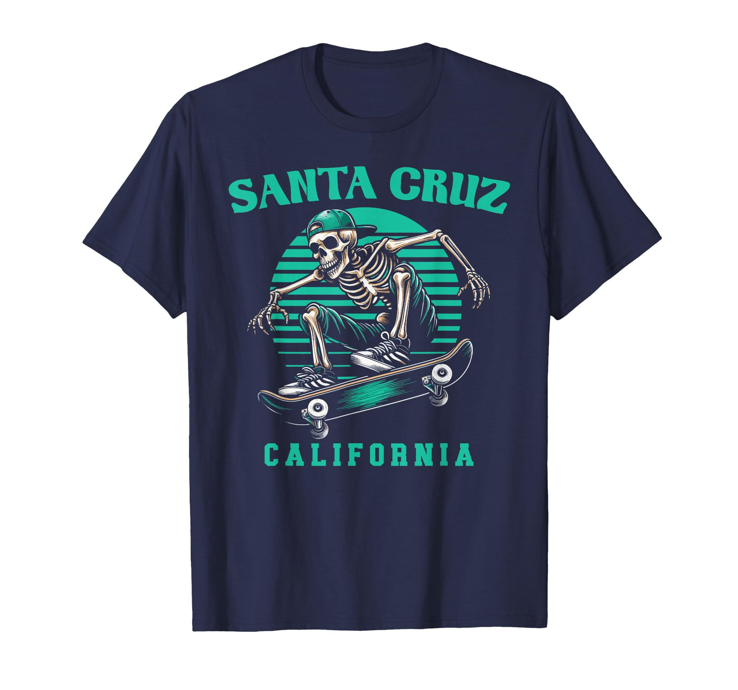 Old School Santa Cruz California Skeleton Skating Streetwear T-Shirt