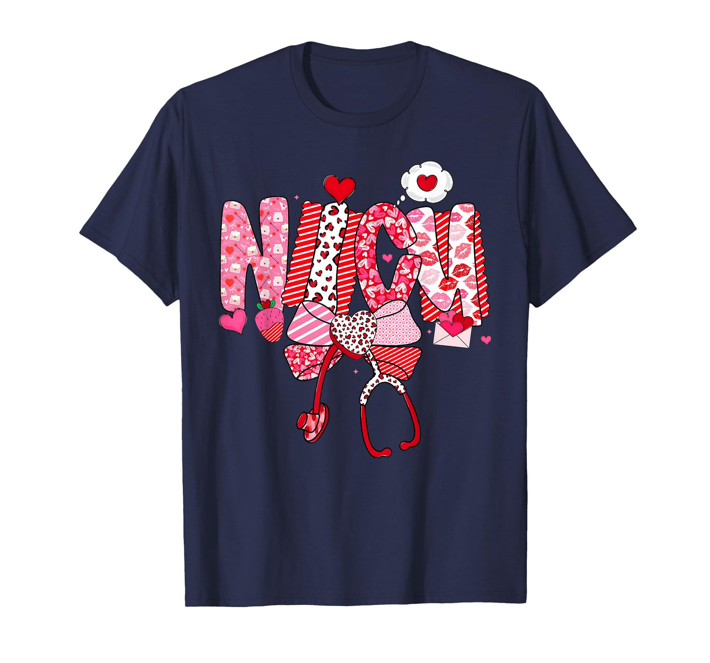 Happy Valentine NICU Nurse Coquette Bow Heart Girl Women T-Shirt