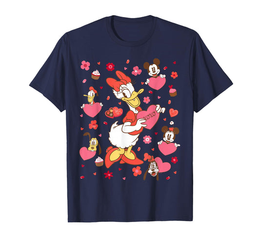 Disney Daisy Duck & Friends Valentine's Day Retro Hearts T-Shirt