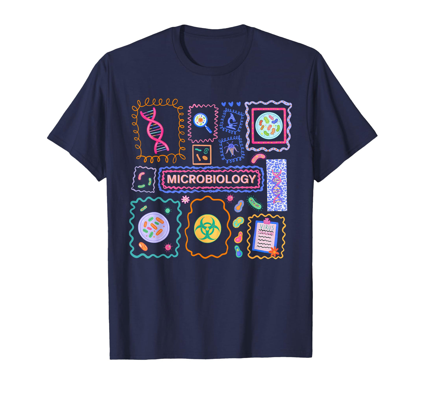 Stamp Microbiology Biology Lab Technologist Science Teacher T-Shirt