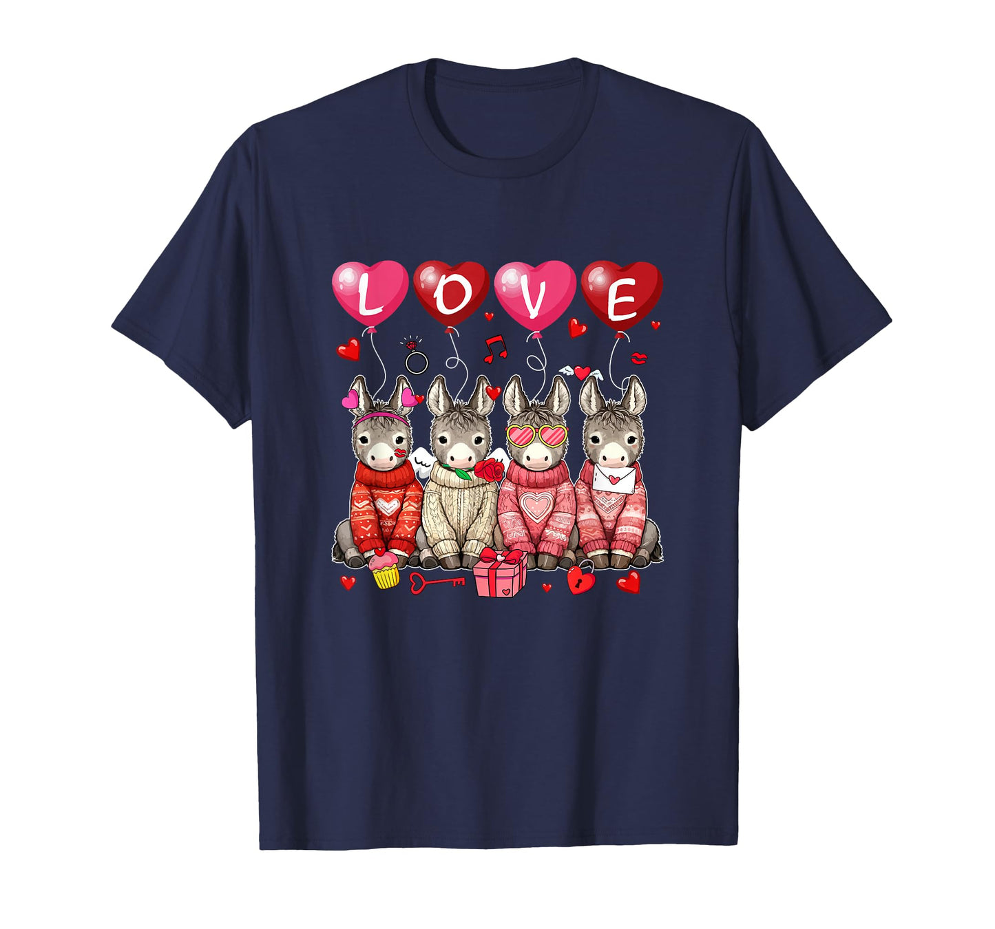 Love Group Donkeys Sunglasses Valentine Farmer Rancher Kids T-Shirt