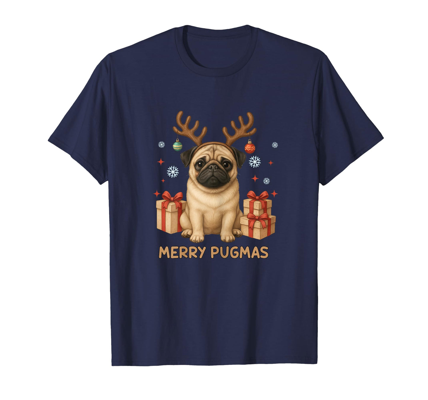 Merry Pugmas Shirt for Woman Pug Lovers Fanny Christmas Pug T-Shirt