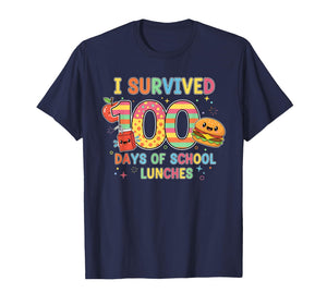I Survived 100 Days of School Lunches Lunch Lady 100th Day T-Shirt