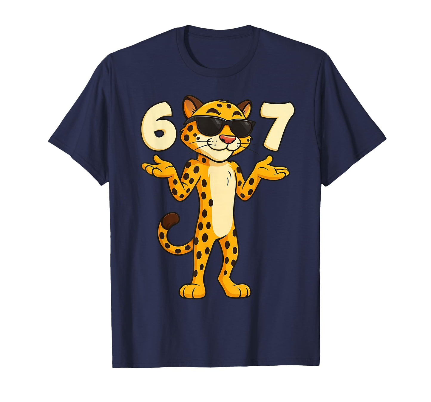 Cheetah 67 Meme Funny Kids Teens Gen Alpha Slang 6 7 Hands T-Shirt