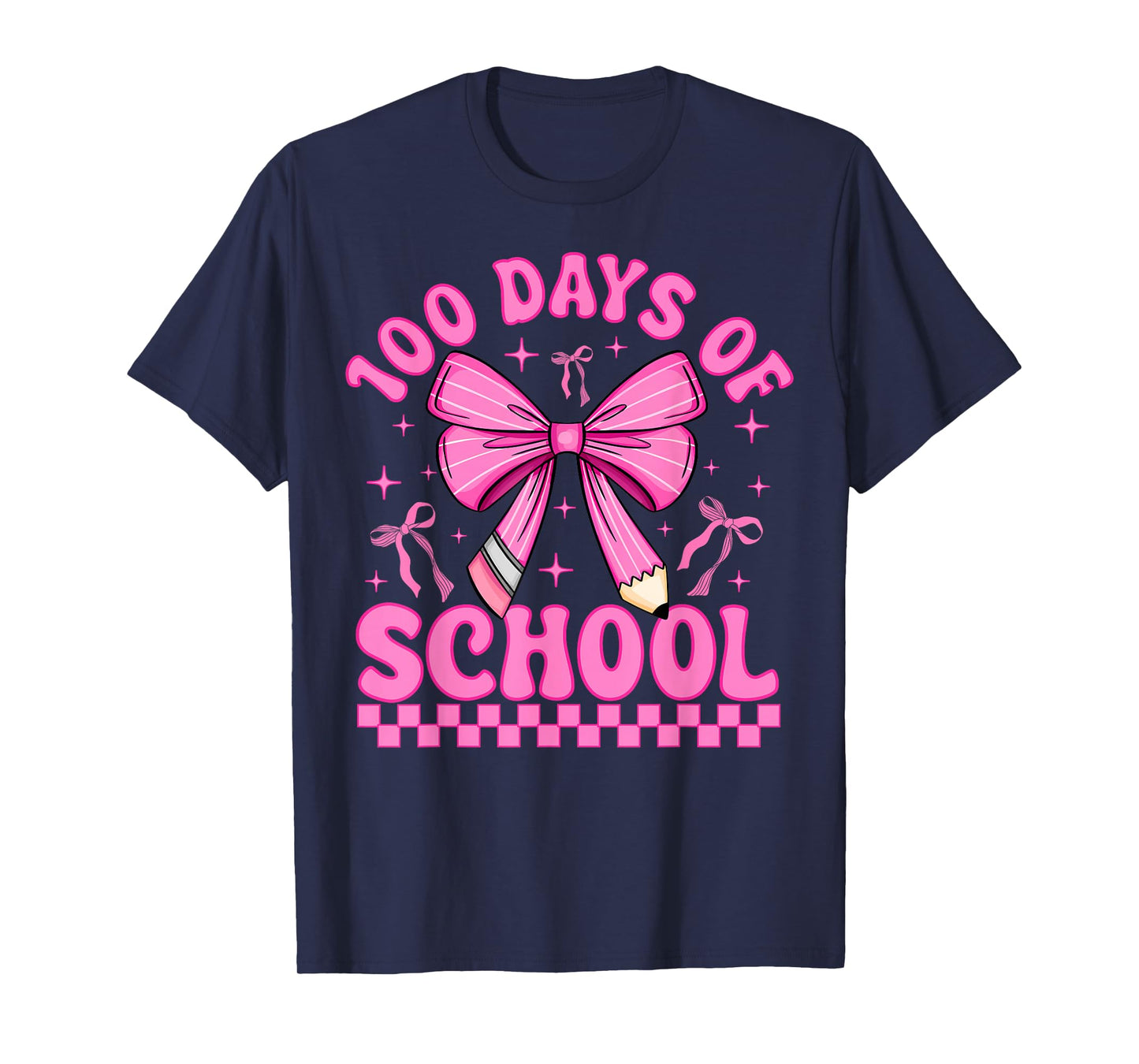 100 Days of School Girls Coquette Bow 100th Day of School T-Shirt