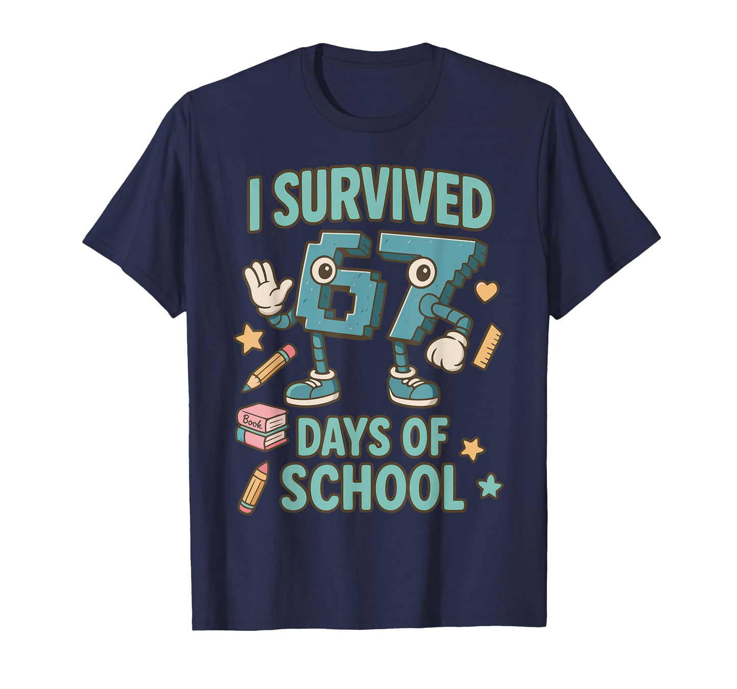 Kids 6-7 Meme I Survived 67 Days of School T-Shirt