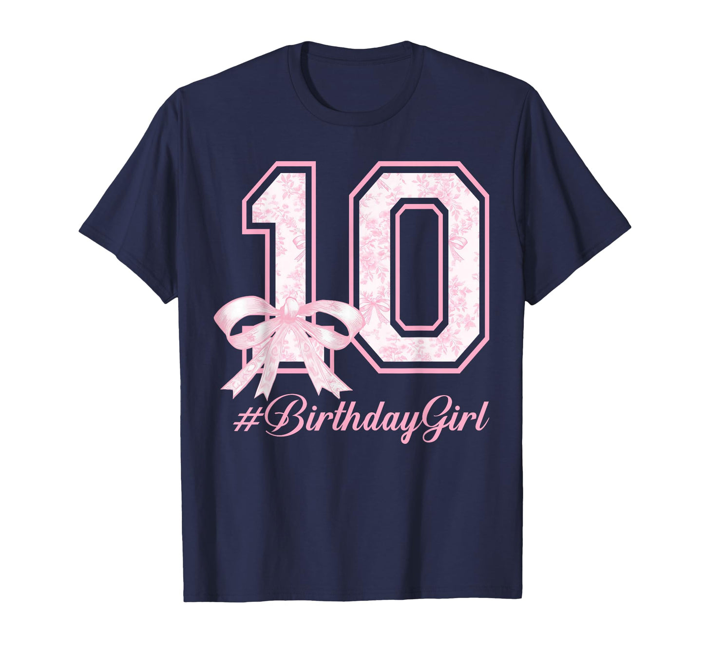 Birthday Girl 10th Birthday Pink Floral Coquette Bow 10yr T-Shirt