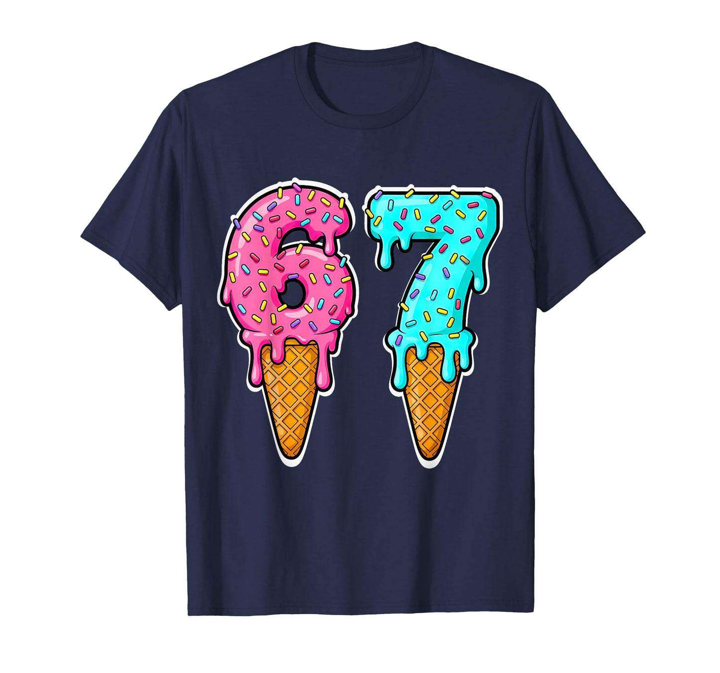 Six Seven Ice Cream Drip Gen Alpha Slang 6 7 Trending Meme T-Shirt