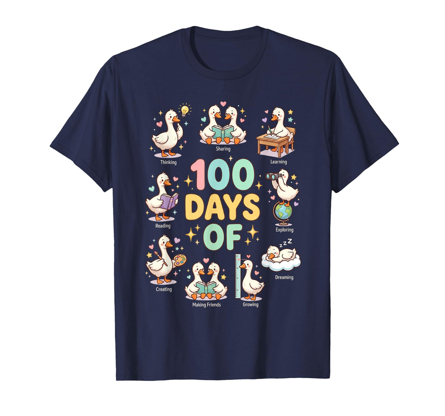 100 Days of School Cute Goose Teacher Classroom Humor T-Shirt