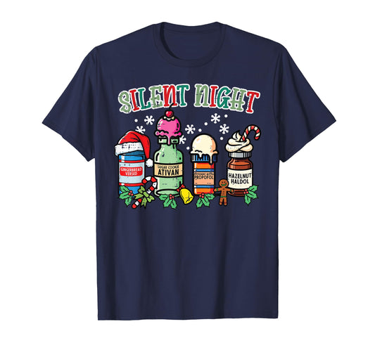 Christmas Nurse Silent Night Propofol Xmas Scrub Top Women T-Shirt