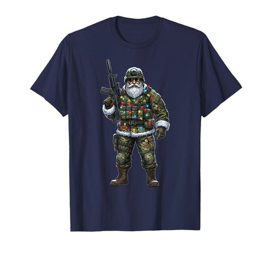 Soldier Santa Camouflage Christmas Military Hunter Patriotic T-Shirt