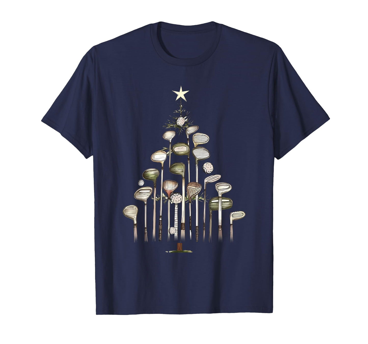 Retro Golf Club Christmas Tree Golfing Xmas Golfer T-Shirt