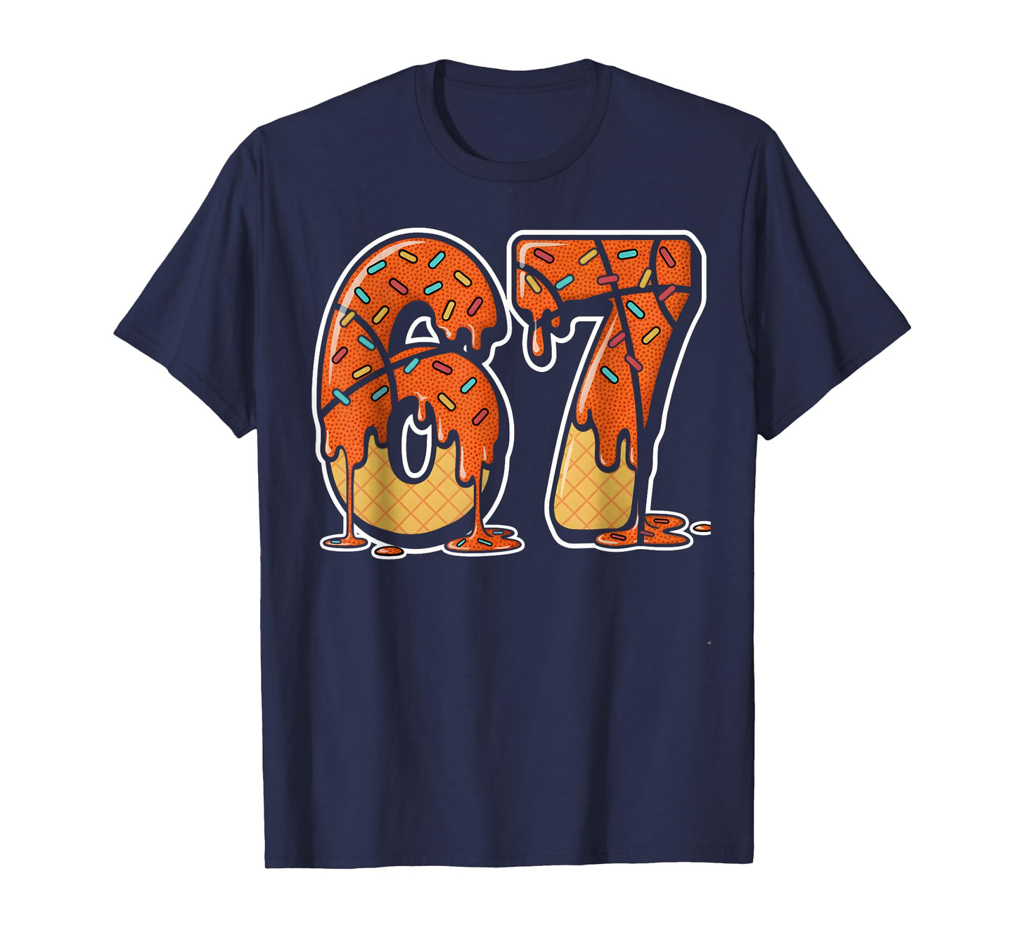 67 Ice Cream Drip Basketball Gen Alpha Slang Six Seven Meme T-Shirt