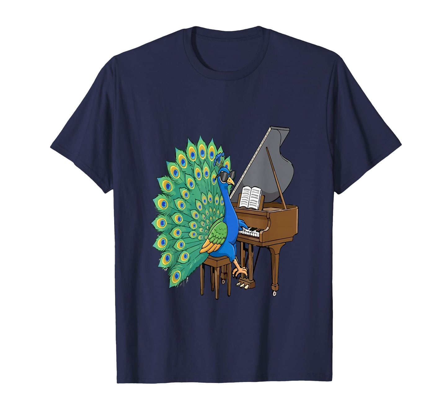 Peacock Playing Piano Instrumentalist Funny Bird Lover T-Shirt