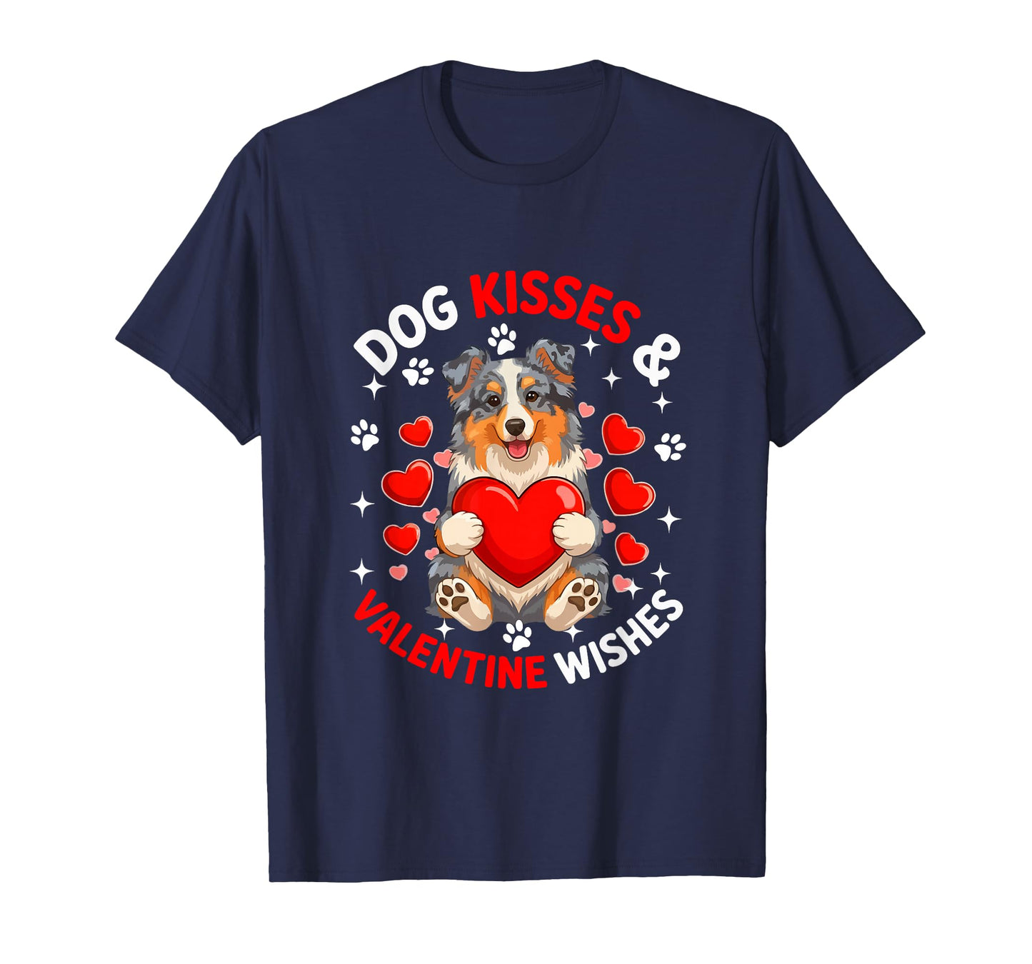 Dog Kisses and Valentine Wishes Cute Aussie Owner Kids T-Shirt