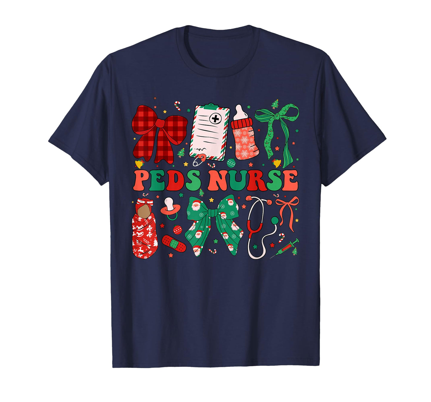 Peds Nurse Christmas Coquette Pediatric Nursing Xmas T-Shirt