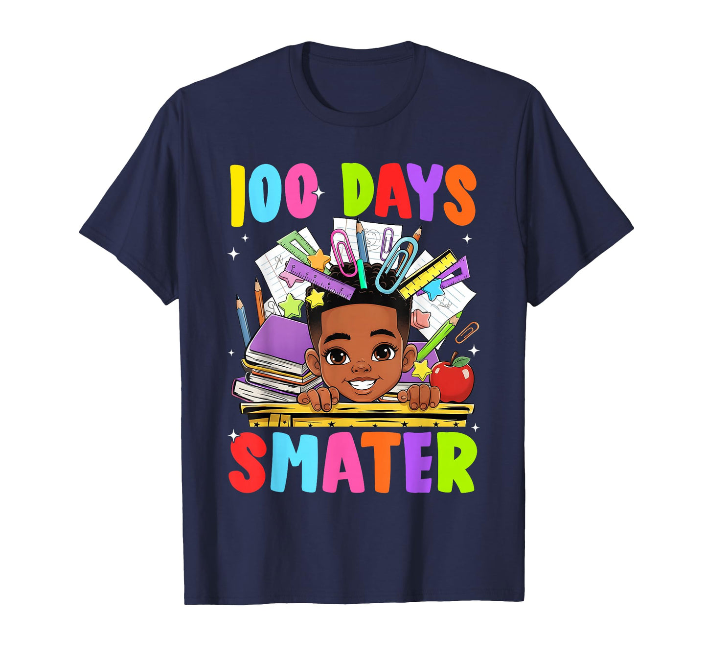 100th Day of School 100 Days Smarter Afro Boy Kids Teacher T-Shirt