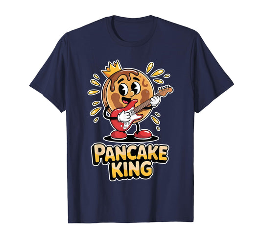 Pancake King Funny Breakfast Lover Guitar Player Men Women T-Shirt