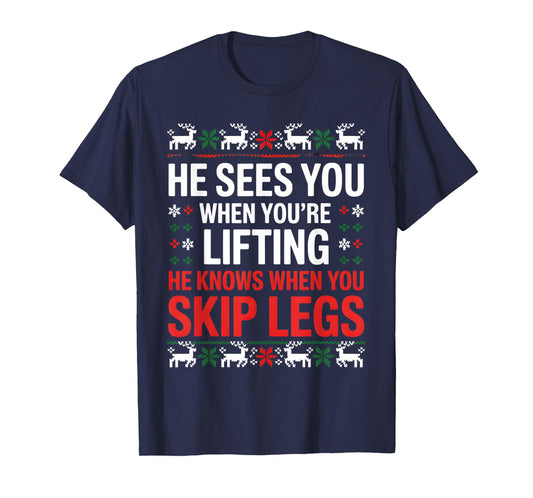Ugly Funny Christmas Sweater Style Lifting Fitness Slogan T-Shirt