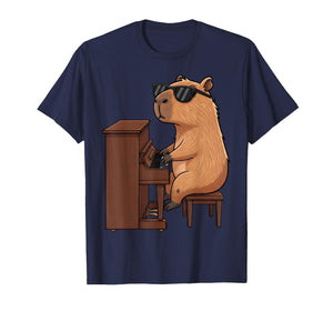 Capybara Playing Piano Musician Cute Graphic Kids Girls Boys T-Shirt