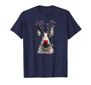 Cute Bull Terrier Dog Reindeer Christmas T-Shirt