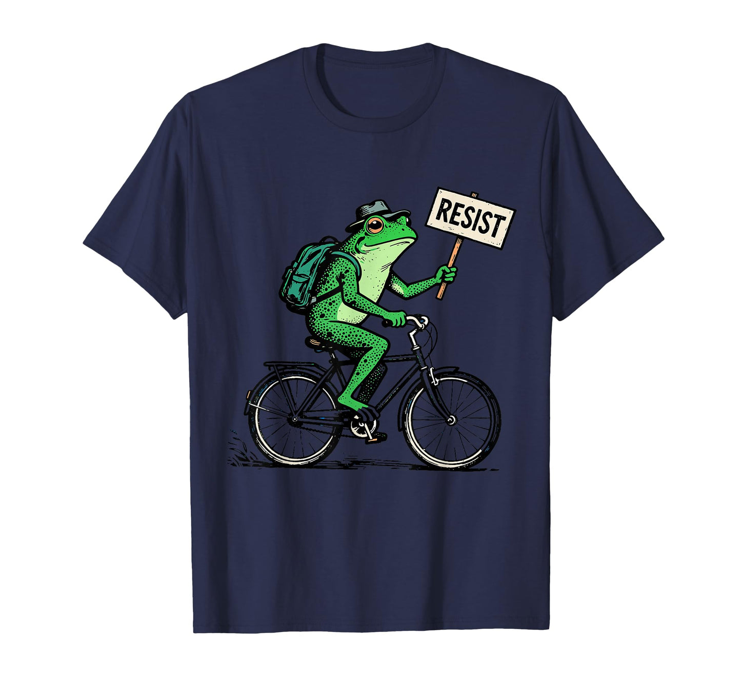 Frog On Bike Resist Portland Frog Protest Vintage T-Shirt