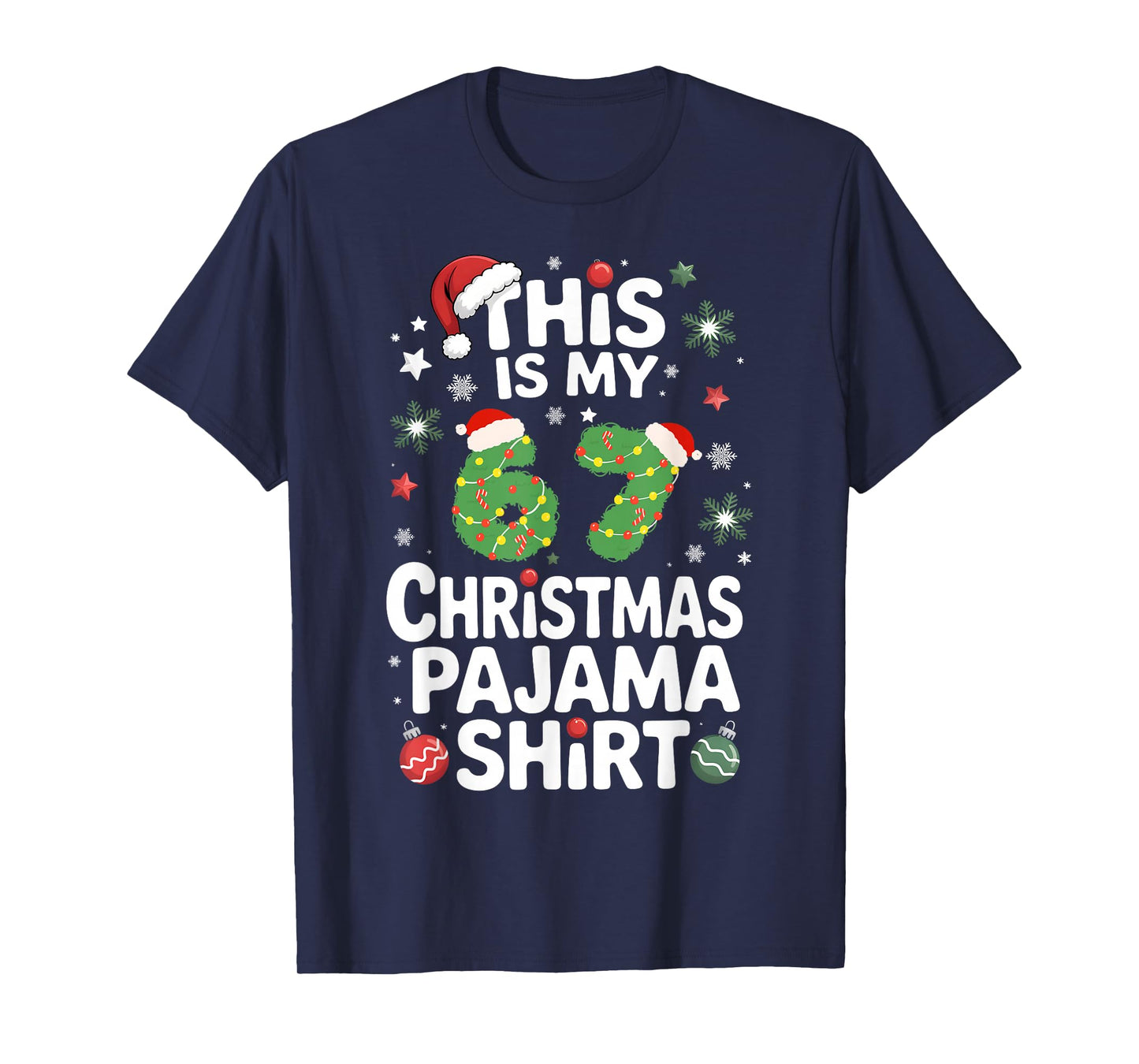 67 Christmas Pajamas Six Seven Meme Brainrot Men Kids Boys T-Shirt