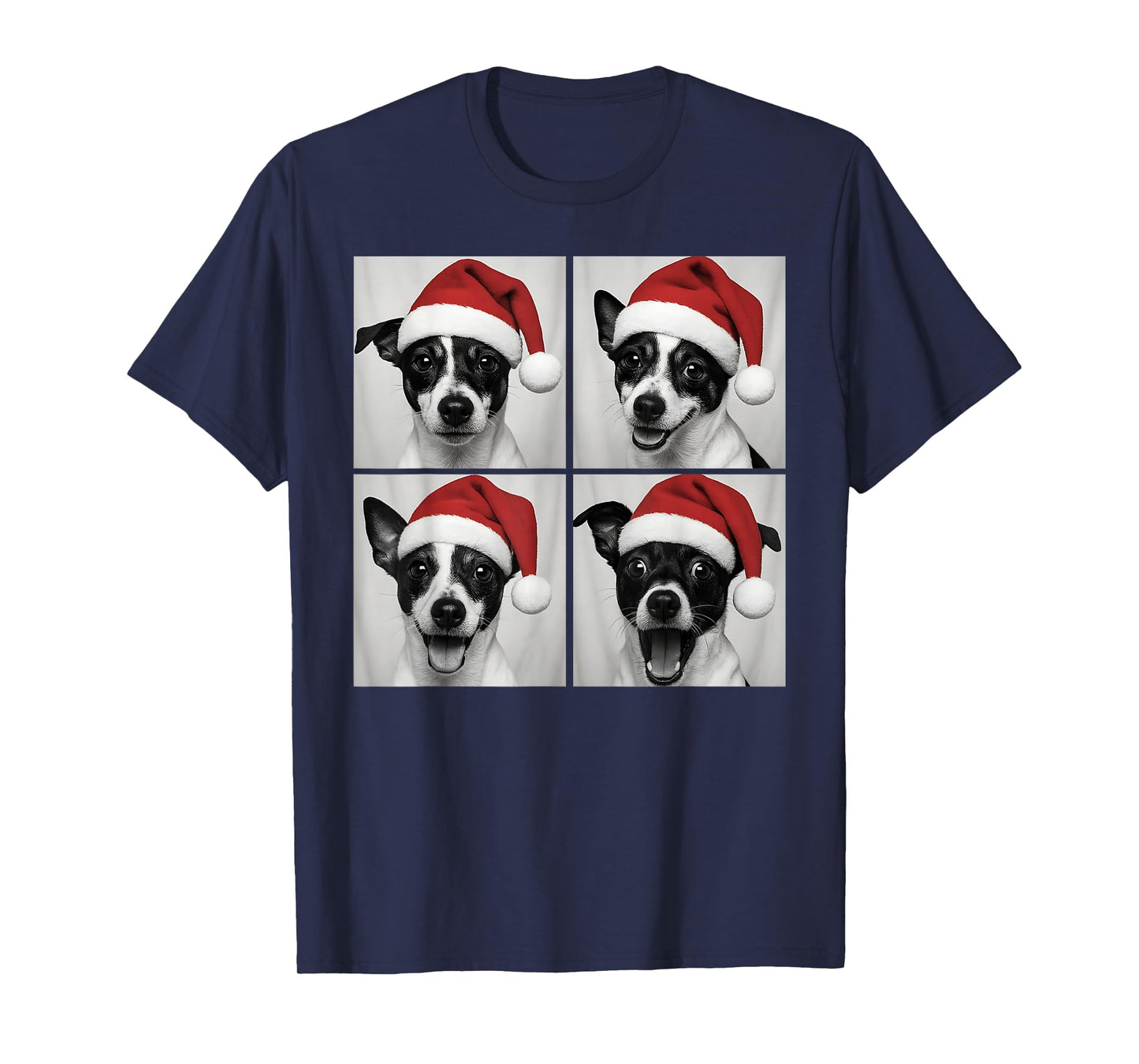 Funny Christmas Rat Terrier Santa Dog Lover Photo Booth T-Shirt