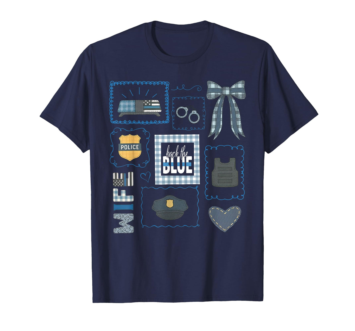 Coquette Bow Stamp Police Policeman Dispatcher Police Wife T-Shirt