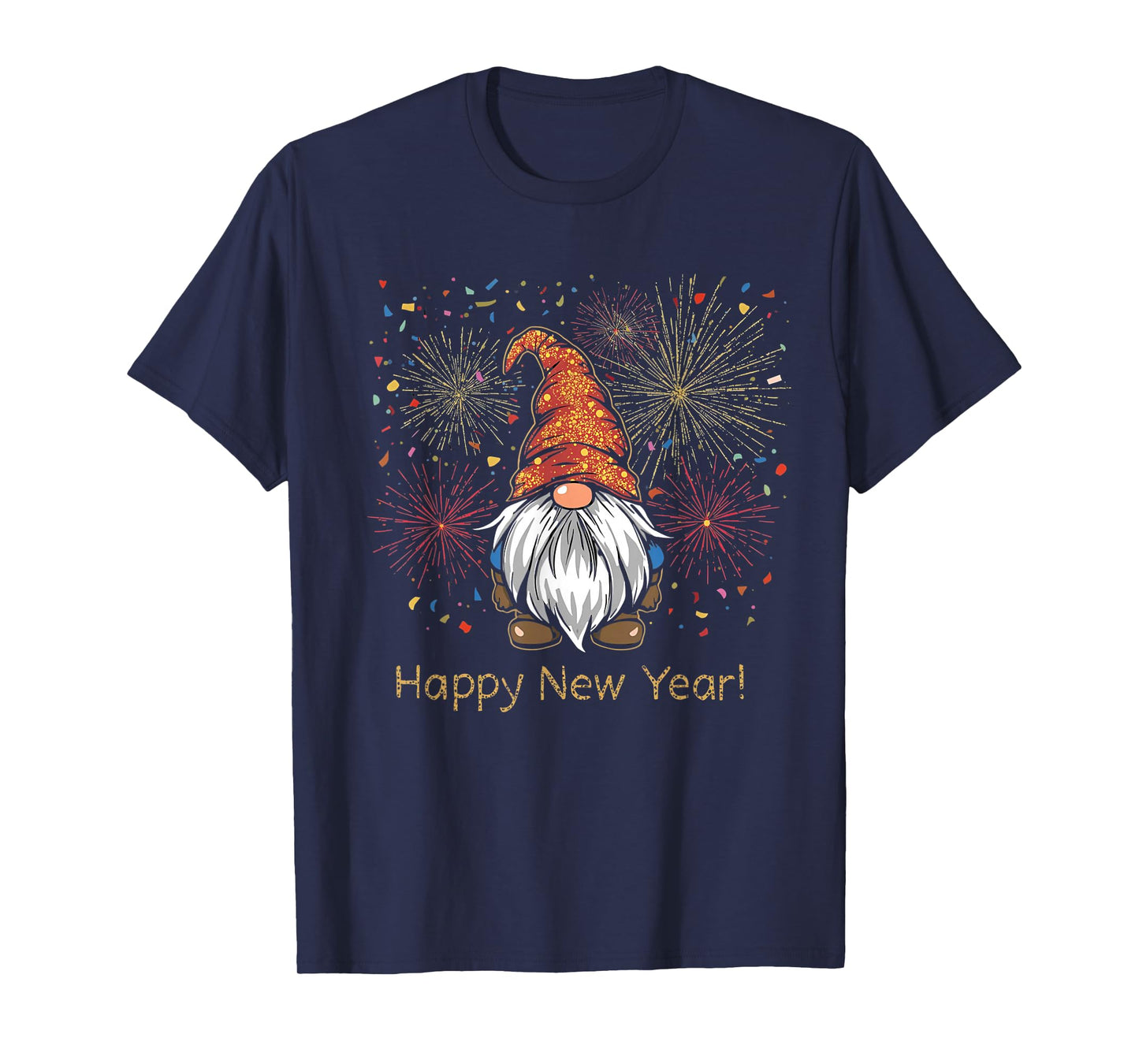 Happy New Year 2026 Gnomes Fireworks Confetti T-Shirt
