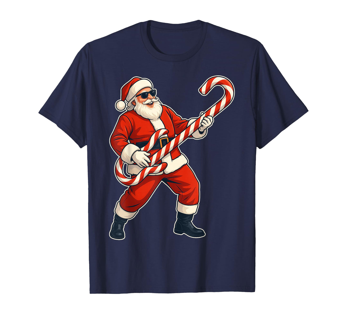 Santa Guitar Funny Santa Claus Playing Candy Cane Guitar T-Shirt