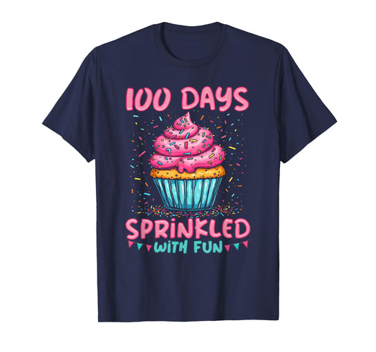 100 Days Sprinkled with Fun Cupcake 100th Day of School Girl T-Shirt