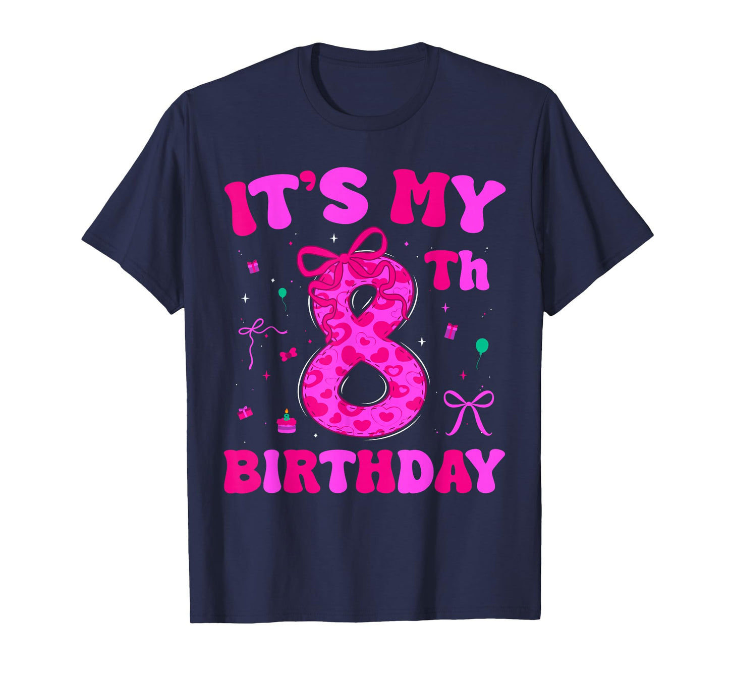 It's My 8th Birthday Coquette Bow 8th Birthday Girls T-Shirt