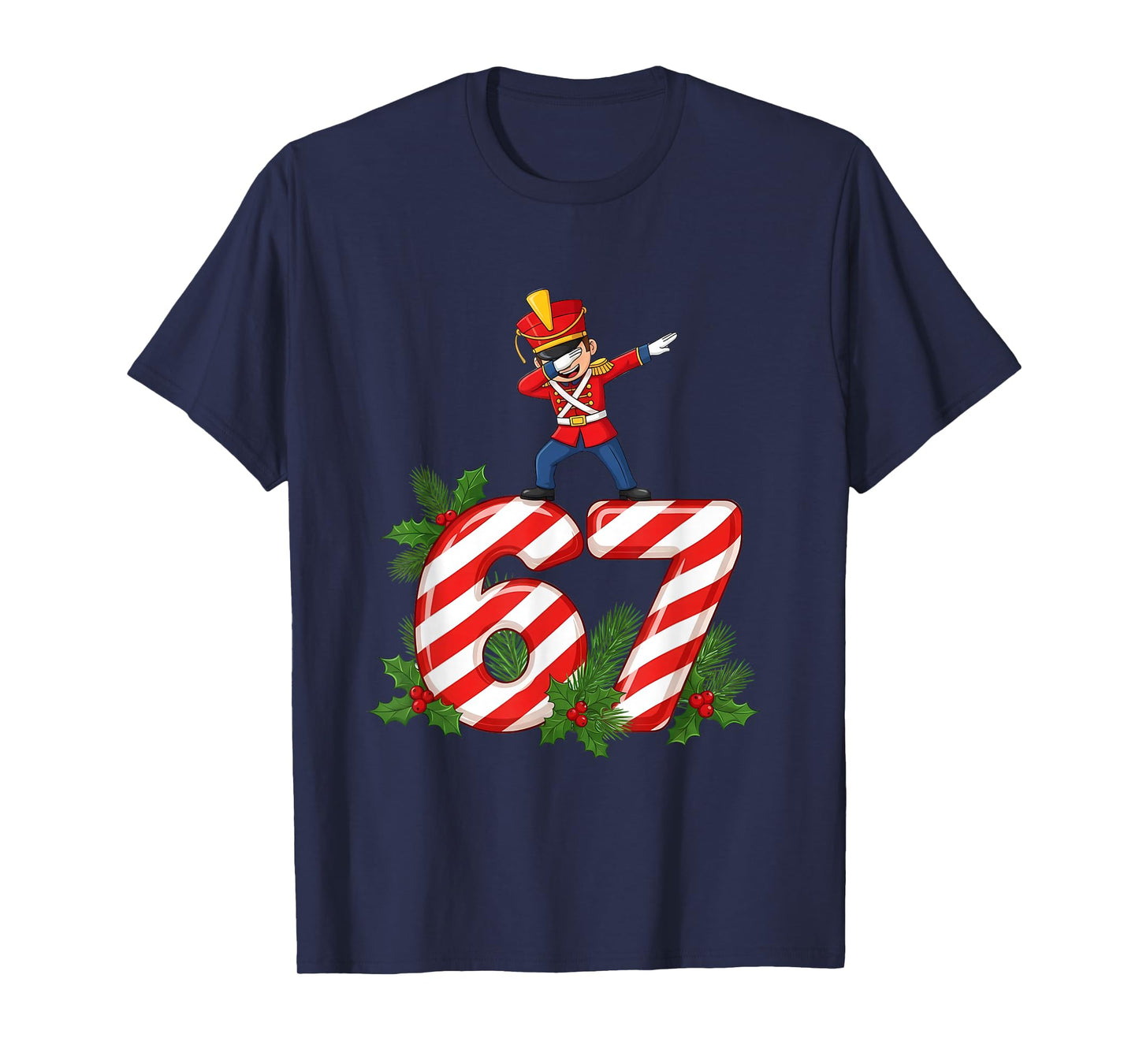 Six Seven Meme Dabbing Christmas Toy Soldier 67 Gen Z Apha T-Shirt