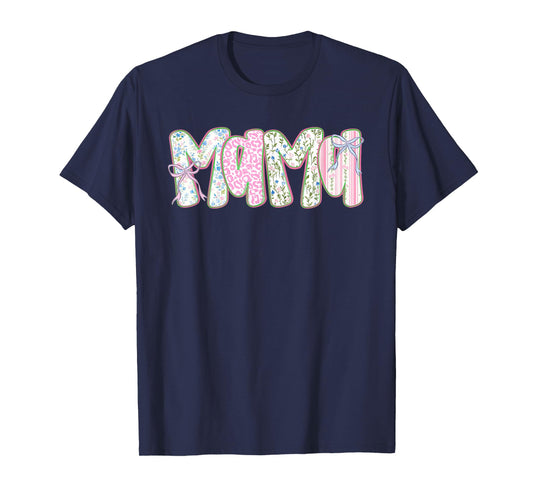 Mama Floral Coquette Bow Mother's Day Cute Women Mom T-Shirt