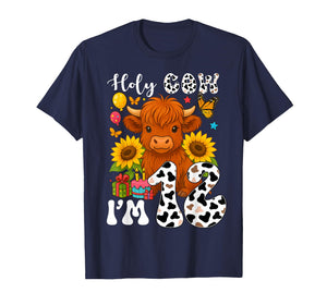 Holy Cow I'm 12 Years Old Farm Cow Sunflowers 12th Birthday T-Shirt
