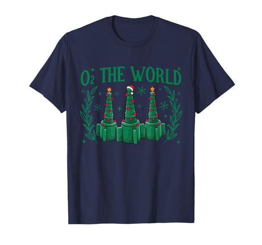 O2 The Work Christmas Tree Lights RT Respiratory Therapist T-Shirt