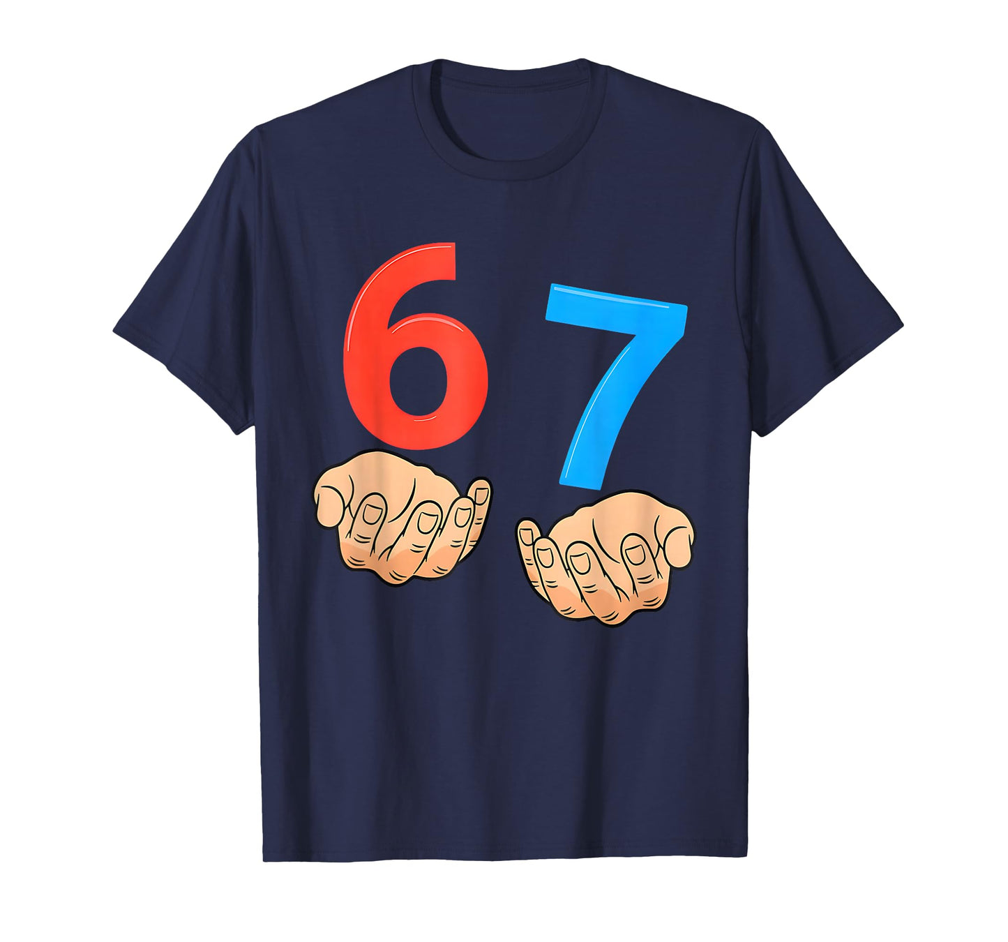 Six Seven 67 6 7 Kids 67 n Boys 6-7 Meme Hands Funny T-Shirt
