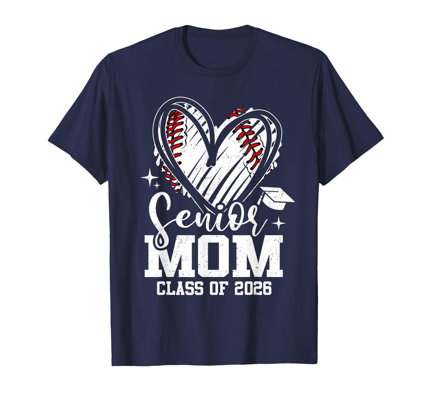 Senior Mom Class of 2026 Baseball Graduation Heart T-Shirt