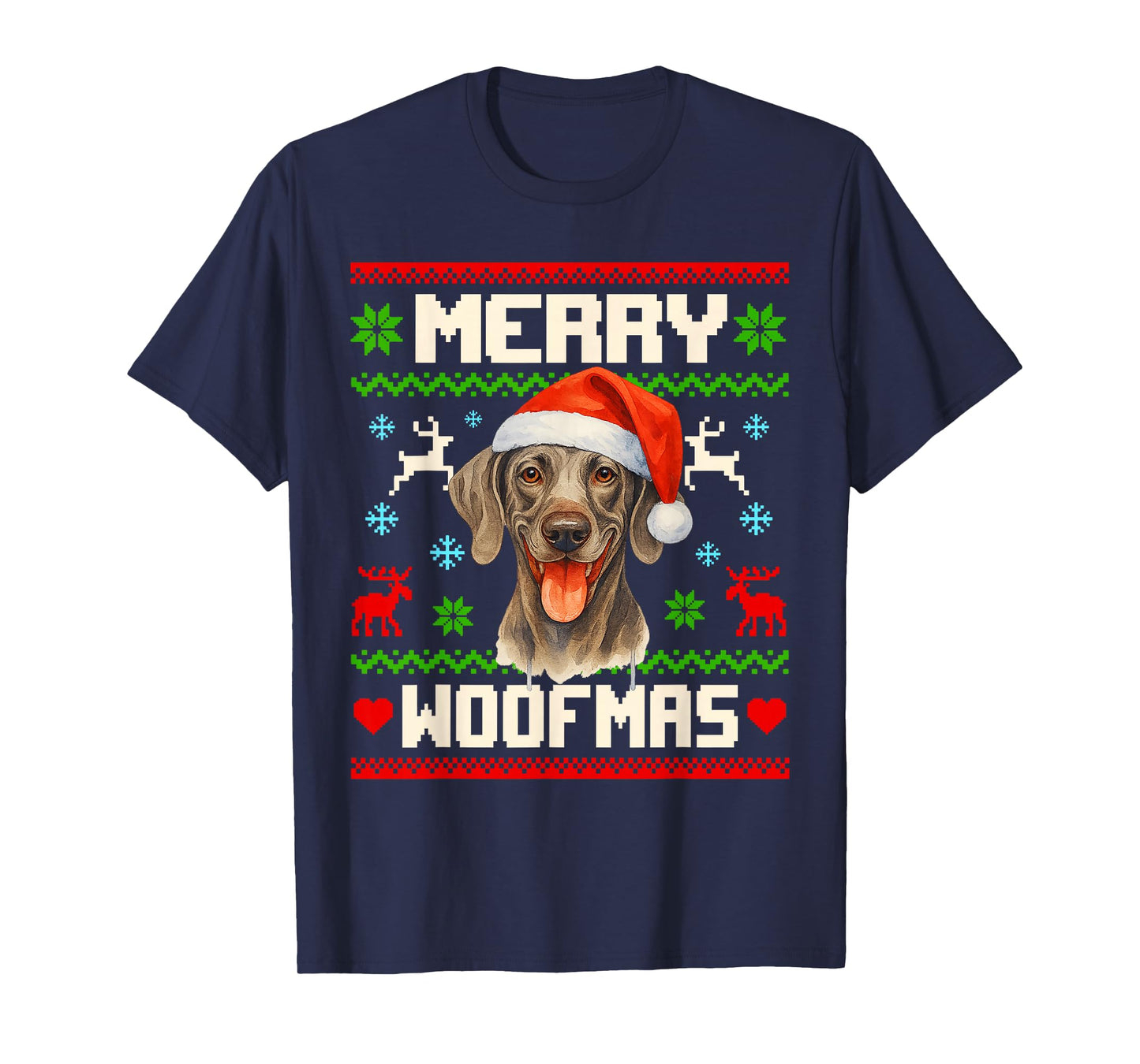 Weimaraner Dog Christmas Ugly Sweater Pet Dog Lover Xmas T-Shirt