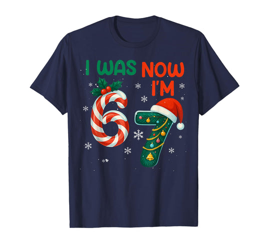 7th Birthday was 6 Now I'm 7 Year Old Christmas 67 Meme T-Shirt